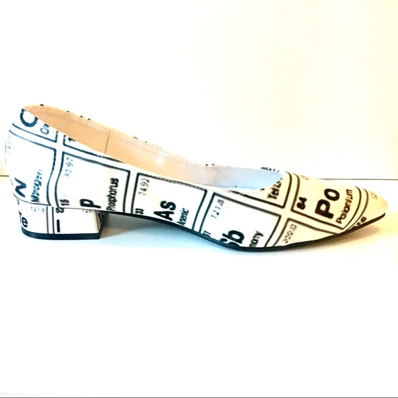 Periodic Table Ballet Block Heel Flats Pointed Toe - Picture 6 of 8